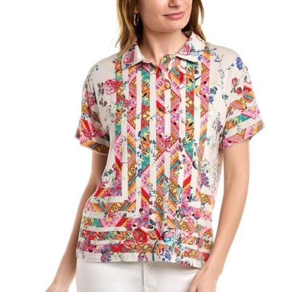 Johnny Was Tops - Johnny Was‎ Azzy Flower Polo T-Shirt